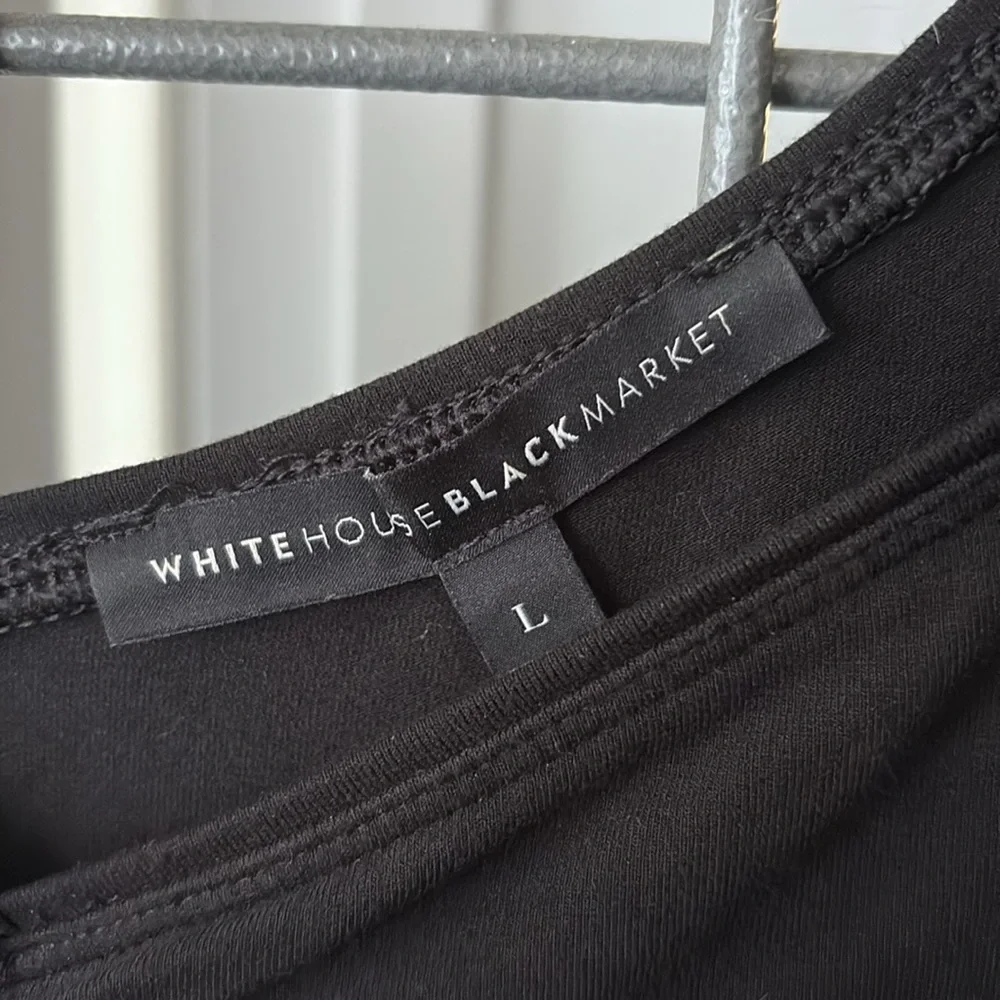 White House Black Market Black Ruched Blouse Size L - Picture 2 of 11